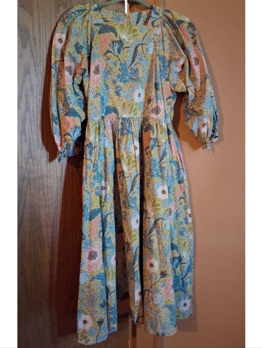 Dainty Jewells Hues of the Horizon Dress Floral Midi Dress Blue & Yellow Medium